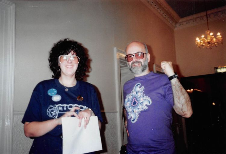 1990 - chair Helen Ryder and GOH Terry Pratchett